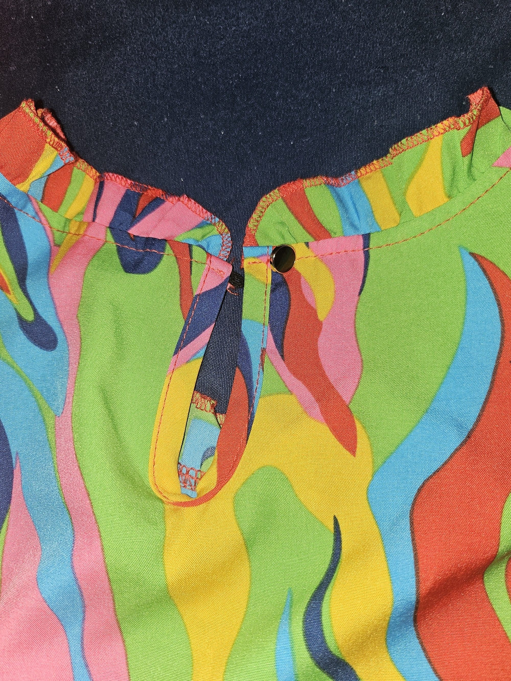 Women’s Multicolor Abstract Print Ruffle Blouse - Picture 3 of 3